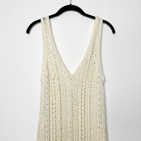 Jonathan Simkhai Kamilah Fringe Dress Midi Crochet Ivory Resort Cotton Small - Picture 3 of 11